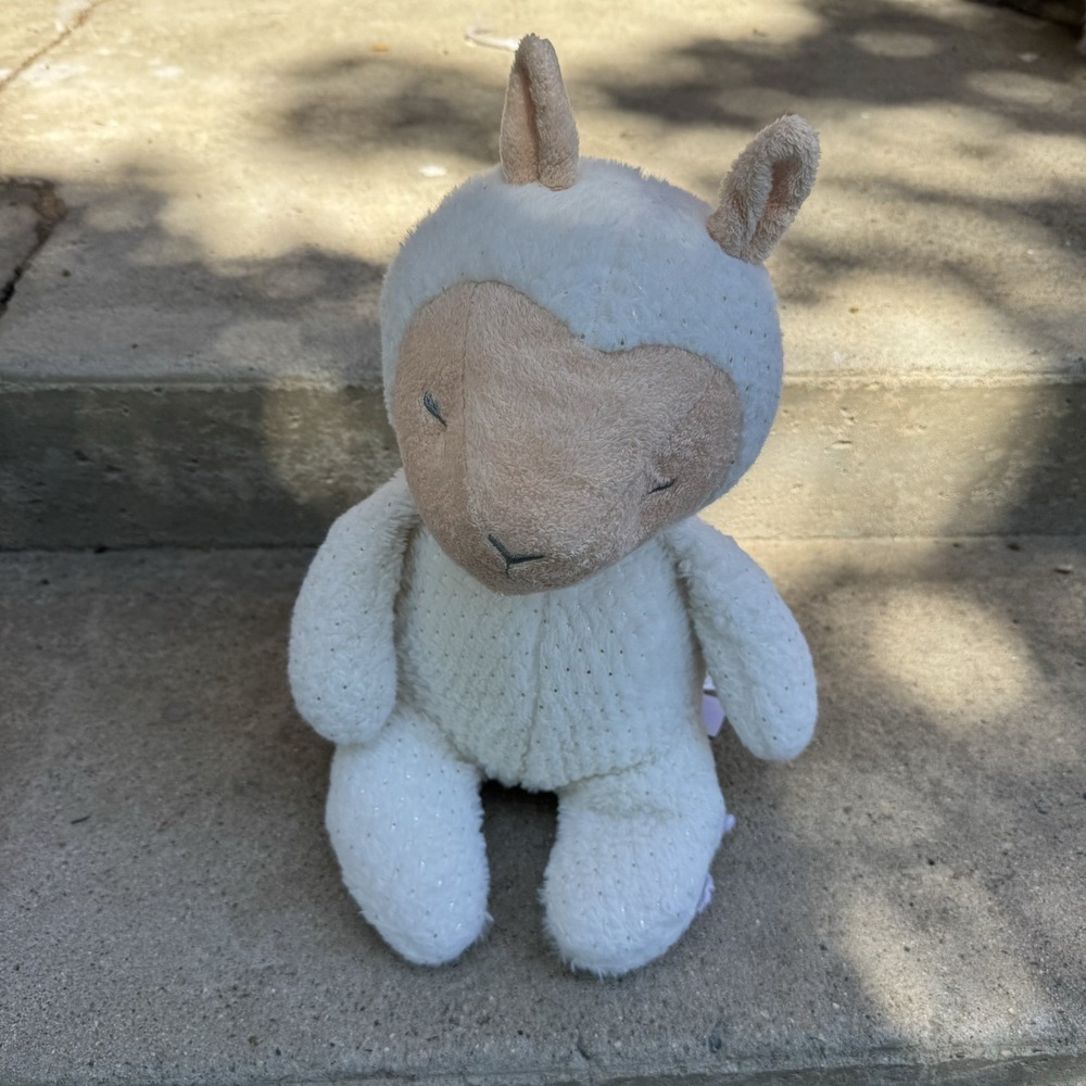 Animal Adventures Sleeping Lamb Plush Cream Gold Flecks 10" Sewn Eyes